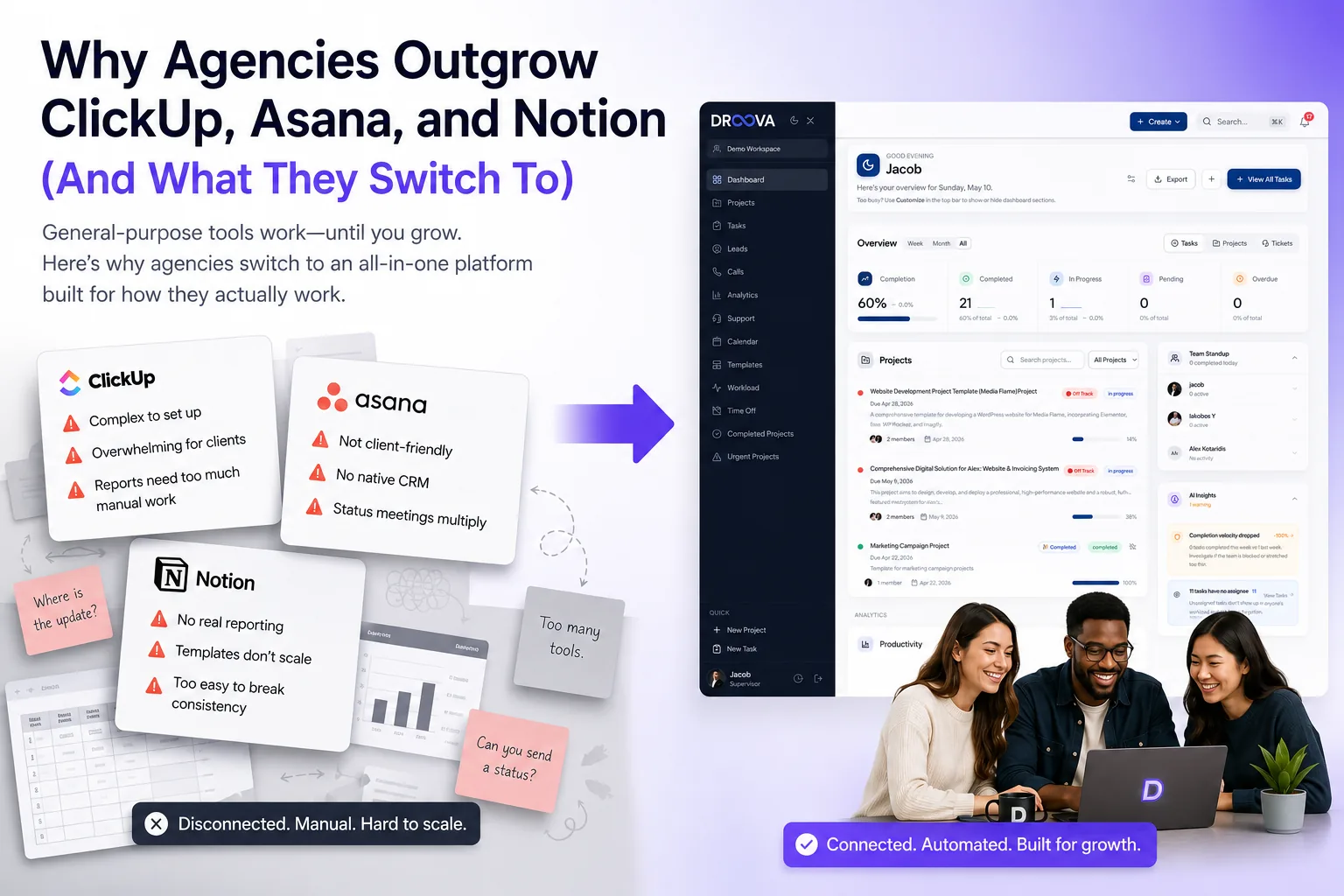 Why Agencies Outgrow ClickUp, Asana, and Notion (And What They Switch To)